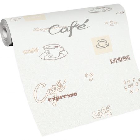 Papier peint expansé sur intissé cuisine café et gris BREAKFAST - Géométrique par Erismann - 6735-02