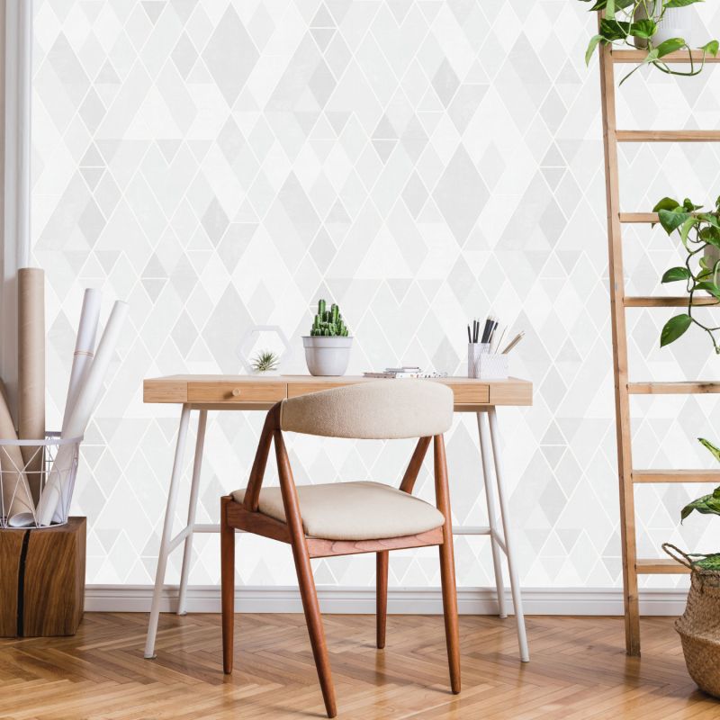 Papier peint expansé sur intissé géométrique gris et blanc ARLEQUIN - Basiques par Ugepa - M61719