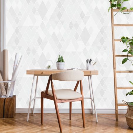 Papier peint expansé sur intissé géométrique gris et blanc ARLEQUIN - Basiques par Ugepa - M61719