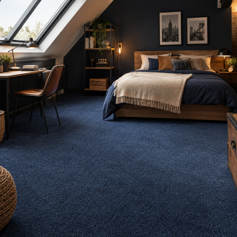 Moquette - 4m - velours bleu indigo CHARISMA 793 par Lano