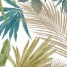 Papier peint vinyle sur intissé végétal bleu et vert WILD PALM - Jungle Fever par Grandeco - JF3602