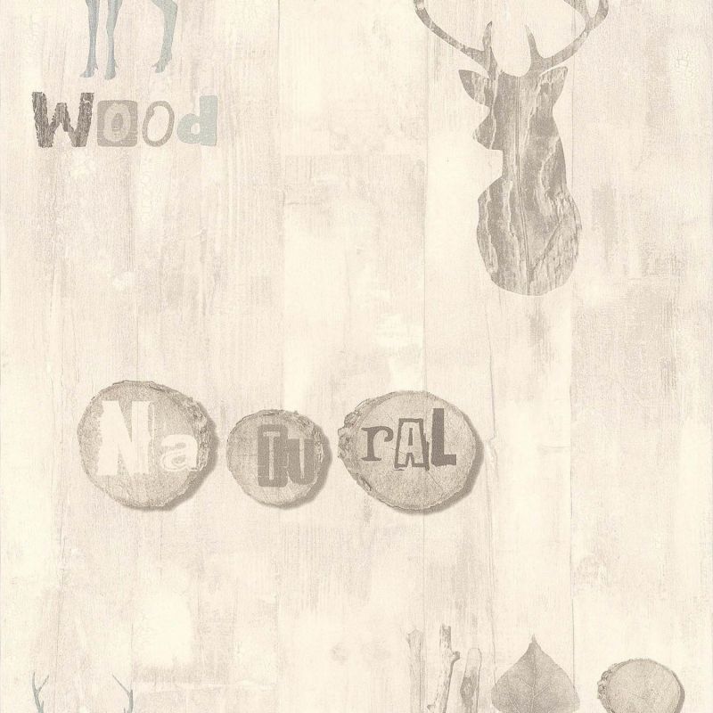 Papier peint vinyle expansé sur intissé trompe l'œil beige et gris WOOD STAG - Géométrique par Lutèce - 51145201