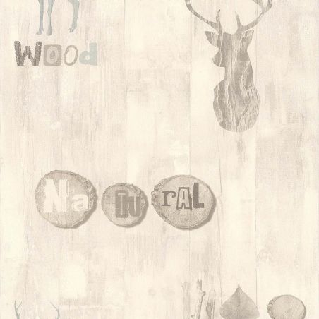 Papier peint vinyle expansé sur intissé trompe l'œil beige et gris WOOD STAG - Géométrique par Lutèce - 51145201