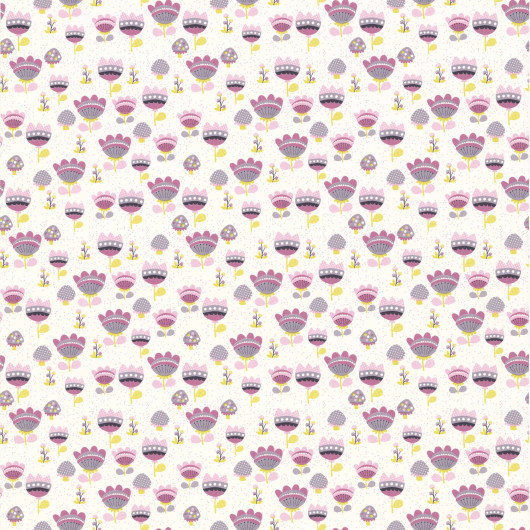 Papier peint standard floral parme et vert PRUNETTE - Sélène & Gaïa par Lutèce - 36160713