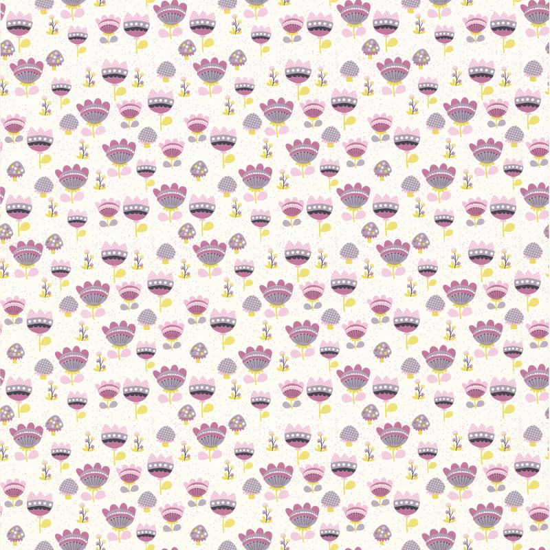 Papier peint standard floral parme et vert PRUNETTE - Sélène & Gaïa par Lutèce - 36160713