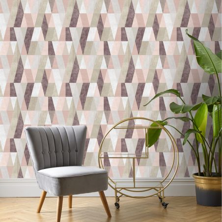 Papier peint standard graphique rose et taupe ARLEQUIN - Géométrique par Rasch - 211153