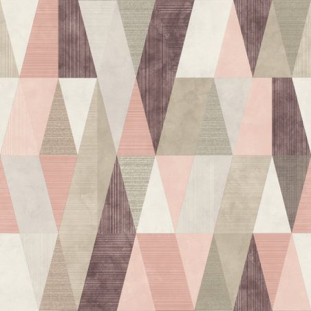 Papier peint standard graphique rose et taupe ARLEQUIN - Géométrique par Rasch - 211153