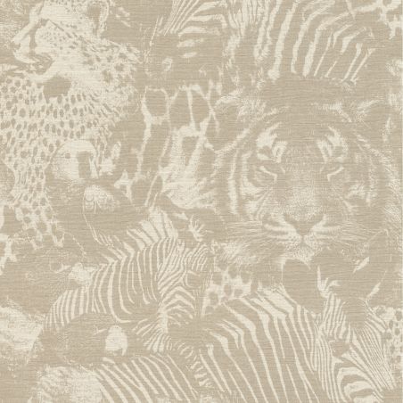 Papier peint vinyle sur intissé animal lin et beige SAFARI - Kalahari par Rasch - 704716