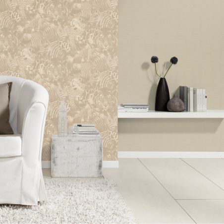 Papier peint vinyle sur intissé animal lin et beige SAFARI - Kalahari par Rasch - 704716