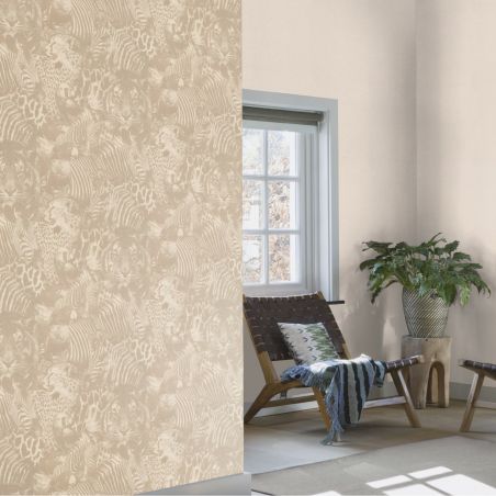 Papier peint vinyle sur intissé animal lin et beige SAFARI - Kalahari par Rasch - 704716