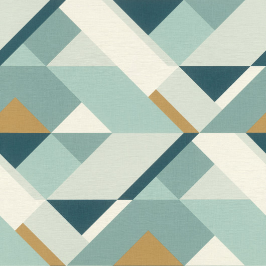 Papier peint vinyle sur intissé graphique bleu canard et camel GRAPHIC - Géométrique par Rasch - 533118