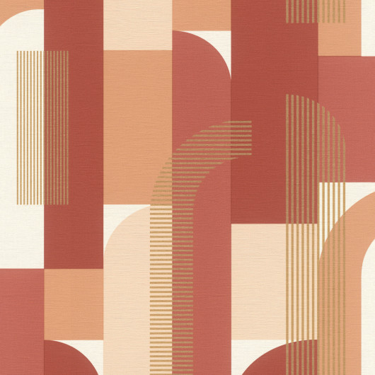 Papier peint vinyle sur intissé graphique rouge pomelos et blusch ARCHE - Géométrique par Rasch - 480030