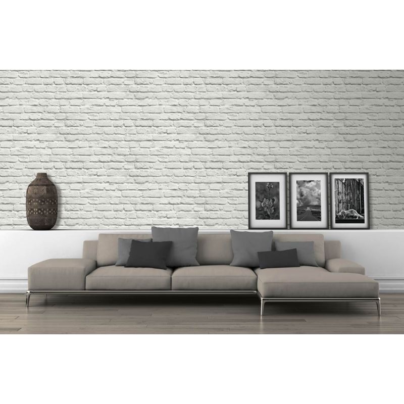 Papier peint standard trompe l'œil blanc et gris CHIGAGO - Géométrique par Ugepa - 102539