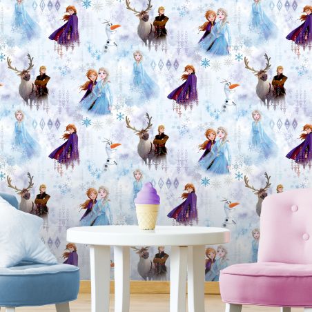 Papier peint standard enfant violet et bleu REINE DES NEIGES - Disney par Ugepa - 175501