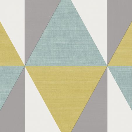 Papier peint vinyle sur intissé graphique moutarde et bleu SCANDI - Géométrique par Ugepa - J67912