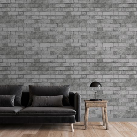 Papier peint expansé sur intissé trompe l'œil gris béton et gris clair AL CAPONE - Géométrique par Ugepa - M34429 Papier peint expansé sur intissé trompe l'œil gris béton et gris clair AL CAPONE - Géométrique par Ugepa - M34429