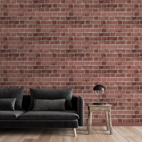 Papier peint expansé sur intissé trompe l'œil rouge et terracotta AL CAPONE - Géométrique par Ugepa - M34410
