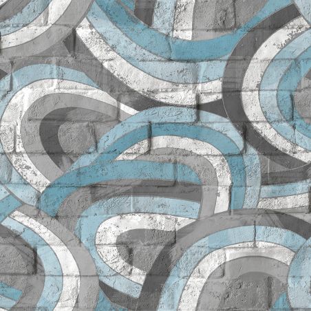 Papier peint intissé graphique bleu et gris LACET - Géométrique par Ugepa - M45409