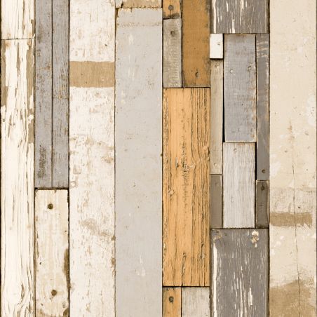Papier peint vinyle sur intissé trompe l'œil jaune et gris OUESSANT - Géométrique par Ugepa - L10402