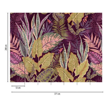 Panoramique vinyle sur intissé végétal violet et vert PURPLE VEGETAL - Metropolitan Stories par As Creation - 382751