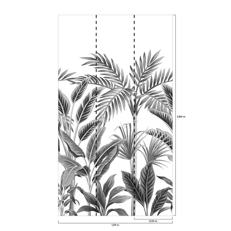 Panoramique vinyle sur intissé floral noir et blanc TROPICAL FOREST - Collector par Grandeco - A40801