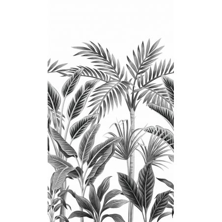 Panoramique vinyle sur intissé floral noir et blanc TROPICAL FOREST - Collector par Grandeco - A40801