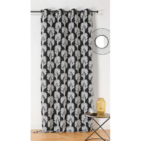 Prêt-à-Poser rideau - 140cmx240cm - végétal noir et blanc NOSYBE par Linder Prêt-à-Poser rideau - 140cmx240cm - végétal noir et blanc NOSYBE par Linder