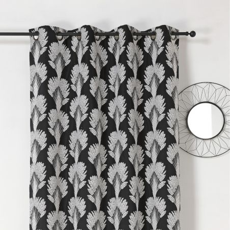 Prêt-à-Poser rideau - 140cmx240cm - végétal noir et blanc NOSYBE par Linder Prêt-à-Poser rideau - 140cmx240cm - végétal noir et blanc NOSYBE par Linder