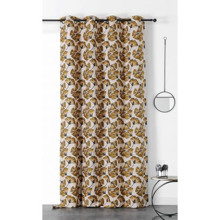 Prêt-à-Poser rideau - 140cmx240cm - végétal beige et moutarde BILOBA par Linder Prêt-à-Poser rideau - 140cmx240cm - végétal beige et moutarde BILOBA par Linder