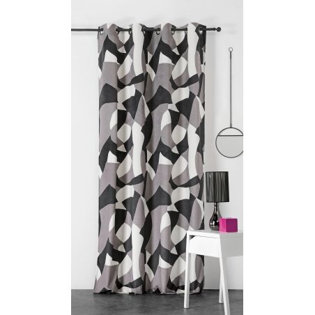 Prêt-à-Poser rideau - 140cmx240cm - géométrique noir et gris CAMO par Linder Prêt-à-Poser rideau - 140cmx240cm - géométrique noir et gris CAMO par Linder