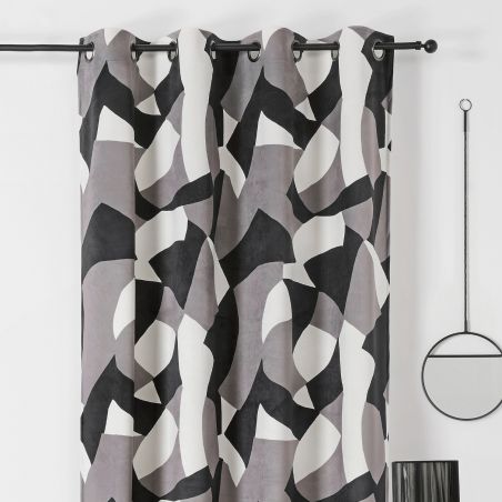 Prêt-à-Poser rideau - 140cmx240cm - géométrique noir et gris CAMO par Linder Prêt-à-Poser rideau - 140cmx240cm - géométrique noir et gris CAMO par Linder