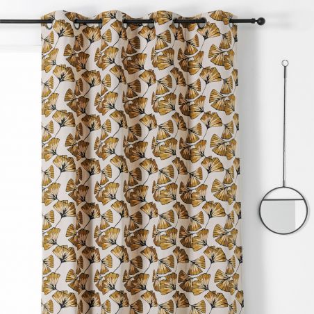 Prêt-à-Poser rideau - 140cmx240cm - végétal beige et moutarde BILOBA par Linder Prêt-à-Poser rideau - 140cmx240cm - végétal beige et moutarde BILOBA par Linder