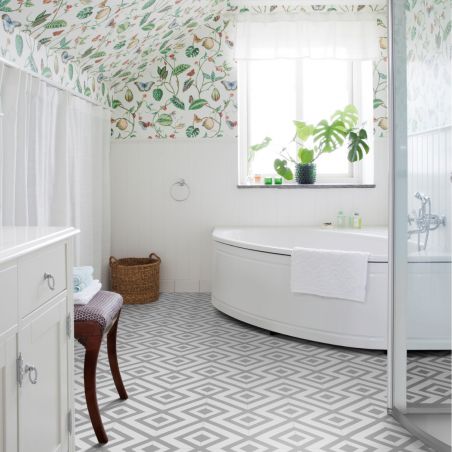 Sol Vinyle/PVC - 2m - carreaux de ciment gris et blanc SAGRES T92 - Smart Zebra par IVC Sol Vinyle/PVC - 2m - carreaux de ciment gris et blanc SAGRES T92 - Smart Zebra par IVC