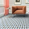 Sol Vinyle/PVC - 2m - carreaux de ciment bleu et noir ESTRELLA T76 - Smart Atento par IVC