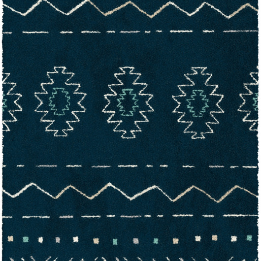 Tapis de salon - 120x170cm - Ethnique / Berbére écru fond bleu marine SHERPA par Balta