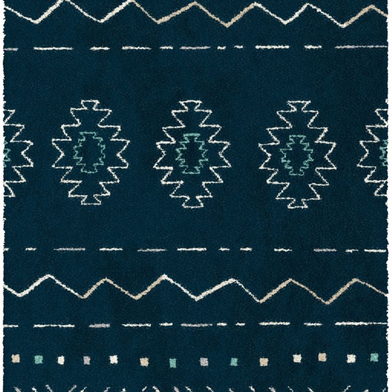 Tapis de salon - 120x170cm - Ethnique / Berbére écru fond bleu marine SHERPA par Balta