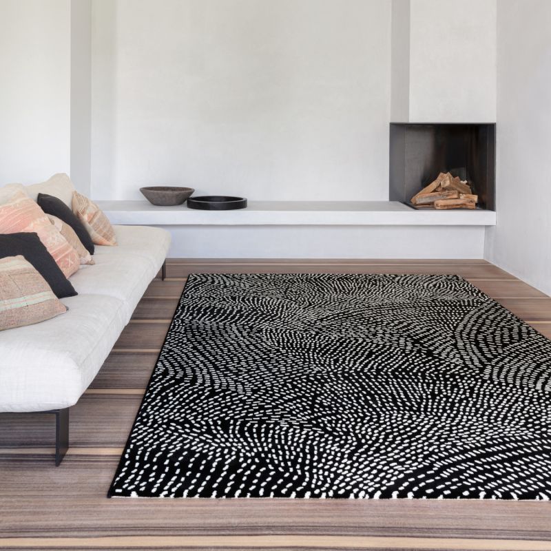 Tapis de salon - 135x200cm - Contemporain noir et blanc INK par Osta
