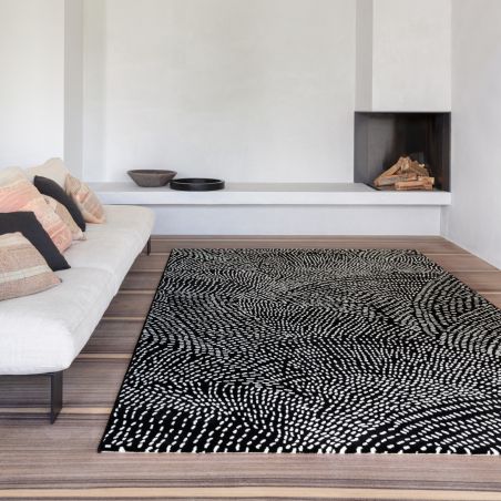 Tapis de salon - 135x200cm - Contemporain noir et blanc INK par Osta