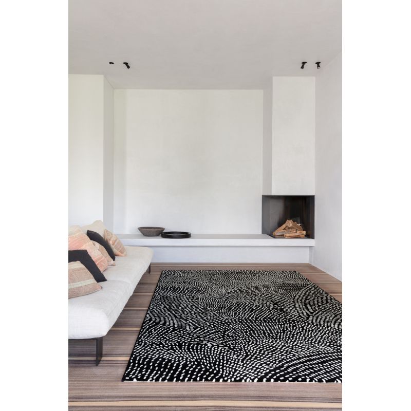 Tapis de salon - 135x200cm - Contemporain noir et blanc INK par Osta