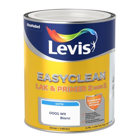 Peinture boiserie intérieure 0,75L blanc satin - Laque Easyclean 2 en 1 par Levis Peinture boiserie intérieure 0,75L blanc satin - Laque Easyclean 2 en 1 par Levis