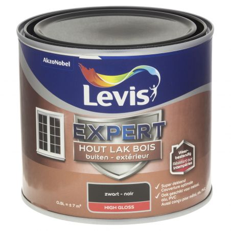 Peinture boiserie extérieure 0,50L noir brillant- Laque Expert par Levis