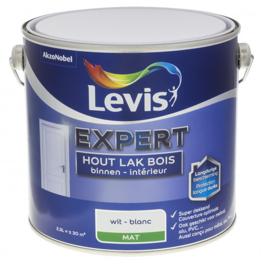 Peinture boiserie intérieure 2,50L blanc mat - Laque Expert par Levis