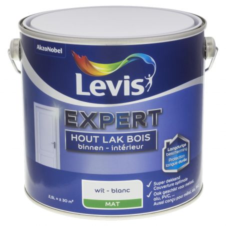 Peinture boiserie intérieure 2,50L blanc mat - Laque Expert par Levis