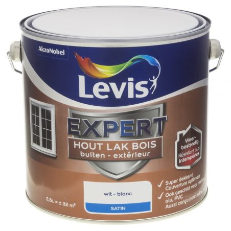 Peinture boiserie extérieure 2,50L blanc satin - Laque Expert par Levis