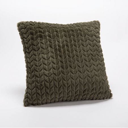 Coussin uni kaki - 40x40cm - CHEVRON par Amadeus