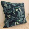Coussin végétal bleu nuit et vert - 50x50cm - PAMPILLE par Amadeus