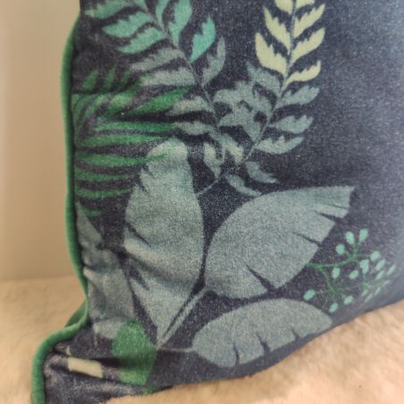 Coussin végétal bleu nuit et vert - 50x50cm - PAMPILLE par Amadeus