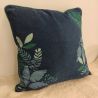Coussin végétal bleu nuit et vert - 50x50cm - PAMPILLE par Amadeus