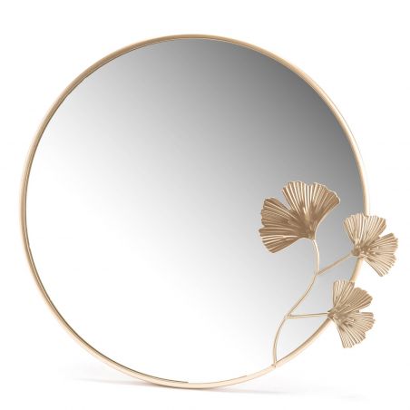 Miroir végétal doré - 32x29cm - FLEUR GINKGO par Amadeus