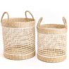 Paniers végétal blanc et naturel - 35x35x35cm - Set de 2 -RUSTIQUE par Amadeus